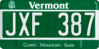 VT license plate JXF387