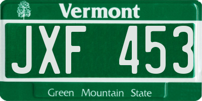 VT license plate JXF453