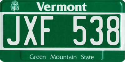VT license plate JXF538