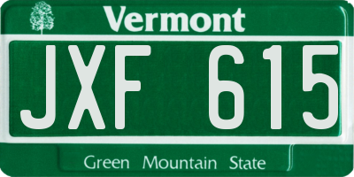 VT license plate JXF615