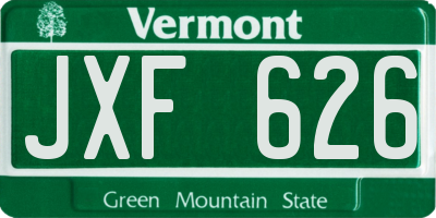VT license plate JXF626