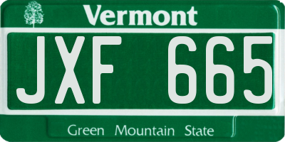 VT license plate JXF665