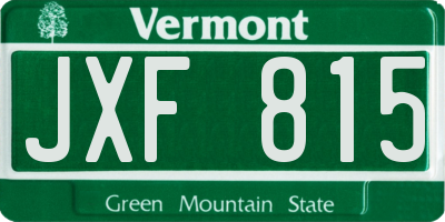 VT license plate JXF815