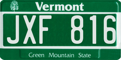 VT license plate JXF816