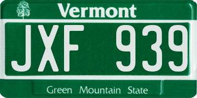 VT license plate JXF939