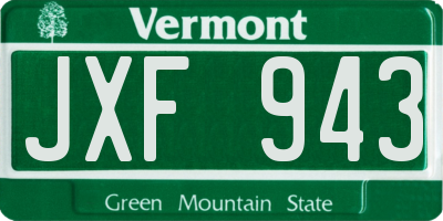 VT license plate JXF943