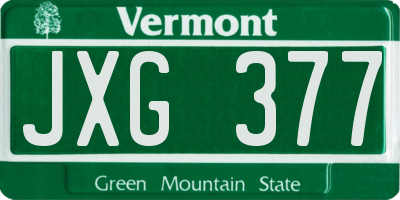 VT license plate JXG377