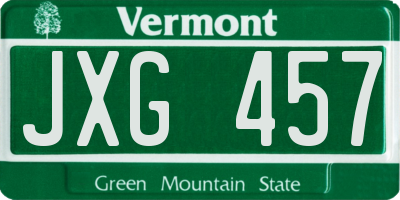 VT license plate JXG457