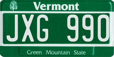 VT license plate JXG990