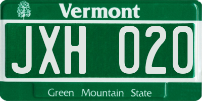VT license plate JXH020