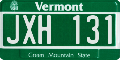 VT license plate JXH131