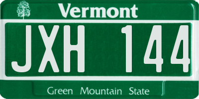 VT license plate JXH144