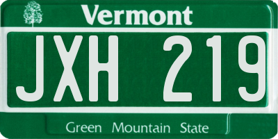 VT license plate JXH219