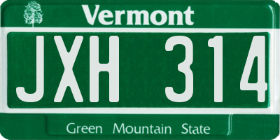 VT license plate JXH314