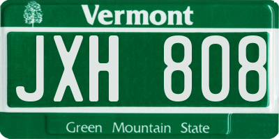VT license plate JXH808