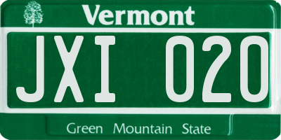 VT license plate JXI020