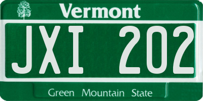 VT license plate JXI202