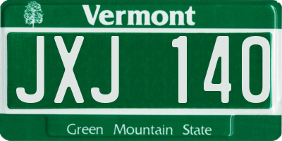 VT license plate JXJ140