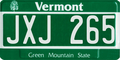 VT license plate JXJ265