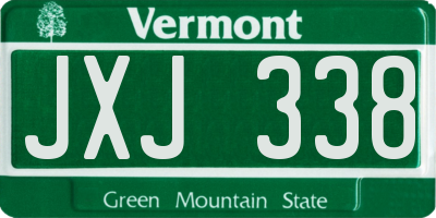 VT license plate JXJ338