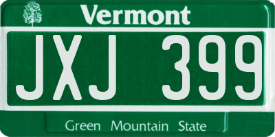 VT license plate JXJ399