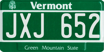 VT license plate JXJ652