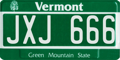 VT license plate JXJ666