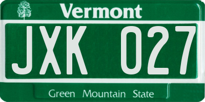 VT license plate JXK027