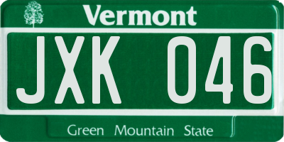 VT license plate JXK046