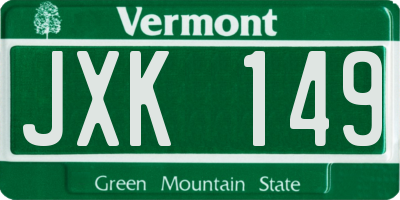 VT license plate JXK149