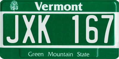 VT license plate JXK167