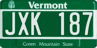 VT license plate JXK187