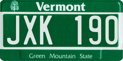 VT license plate JXK190