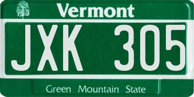 VT license plate JXK305
