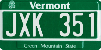 VT license plate JXK351