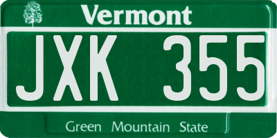 VT license plate JXK355