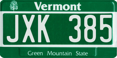 VT license plate JXK385