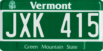 VT license plate JXK415