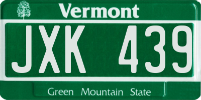 VT license plate JXK439