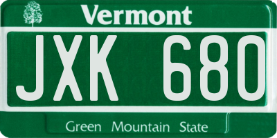 VT license plate JXK680