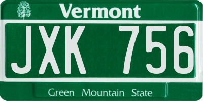 VT license plate JXK756