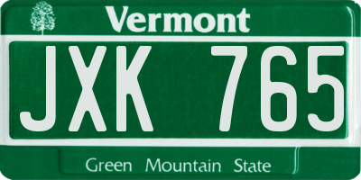 VT license plate JXK765