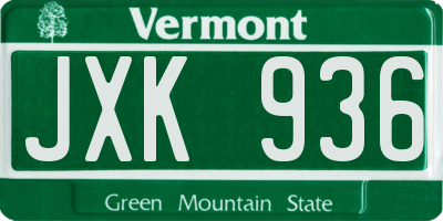 VT license plate JXK936