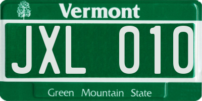 VT license plate JXL010