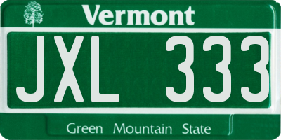 VT license plate JXL333