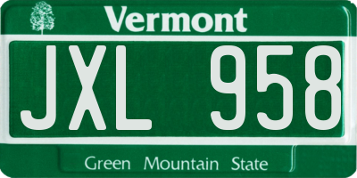 VT license plate JXL958