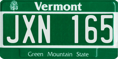 VT license plate JXN165
