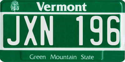 VT license plate JXN196