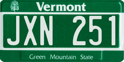 VT license plate JXN251