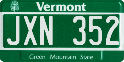 VT license plate JXN352